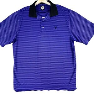 FootJoy Polo Shirt Mens Large Purple Black Stripe Golf Performance‎ Stretch Logo